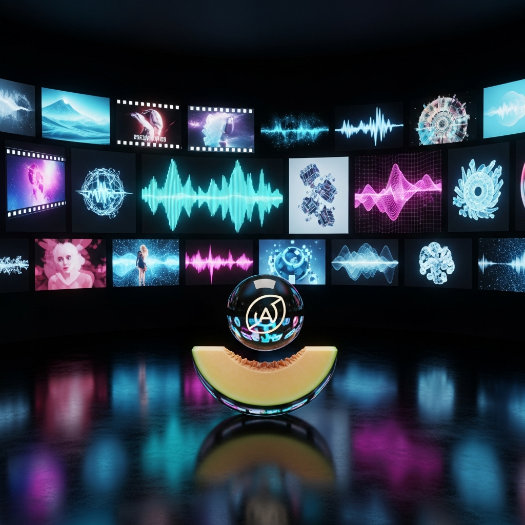 A high-end campaign image for a multimodal AI gall...