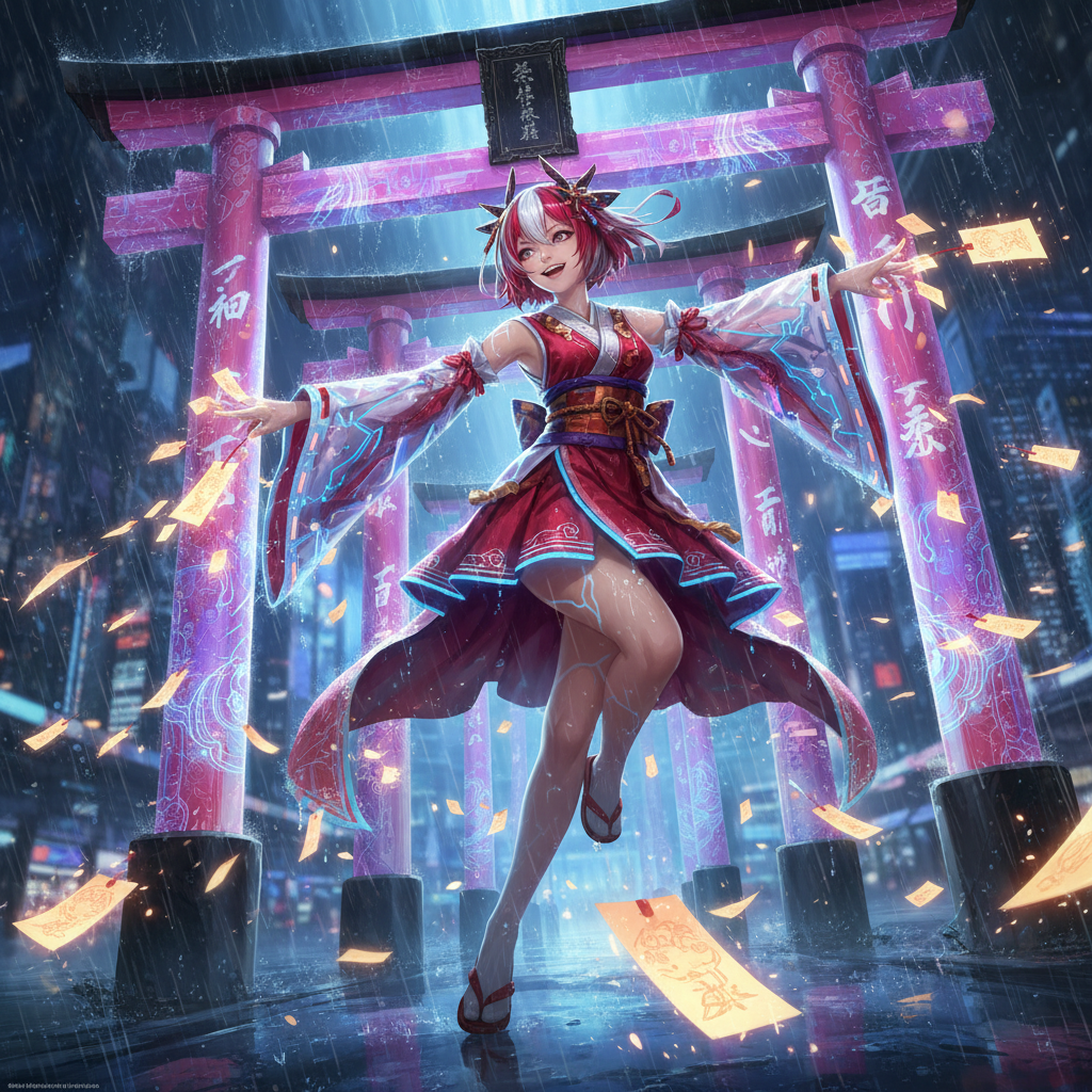 A high-energy anime live-action key visual of an a...