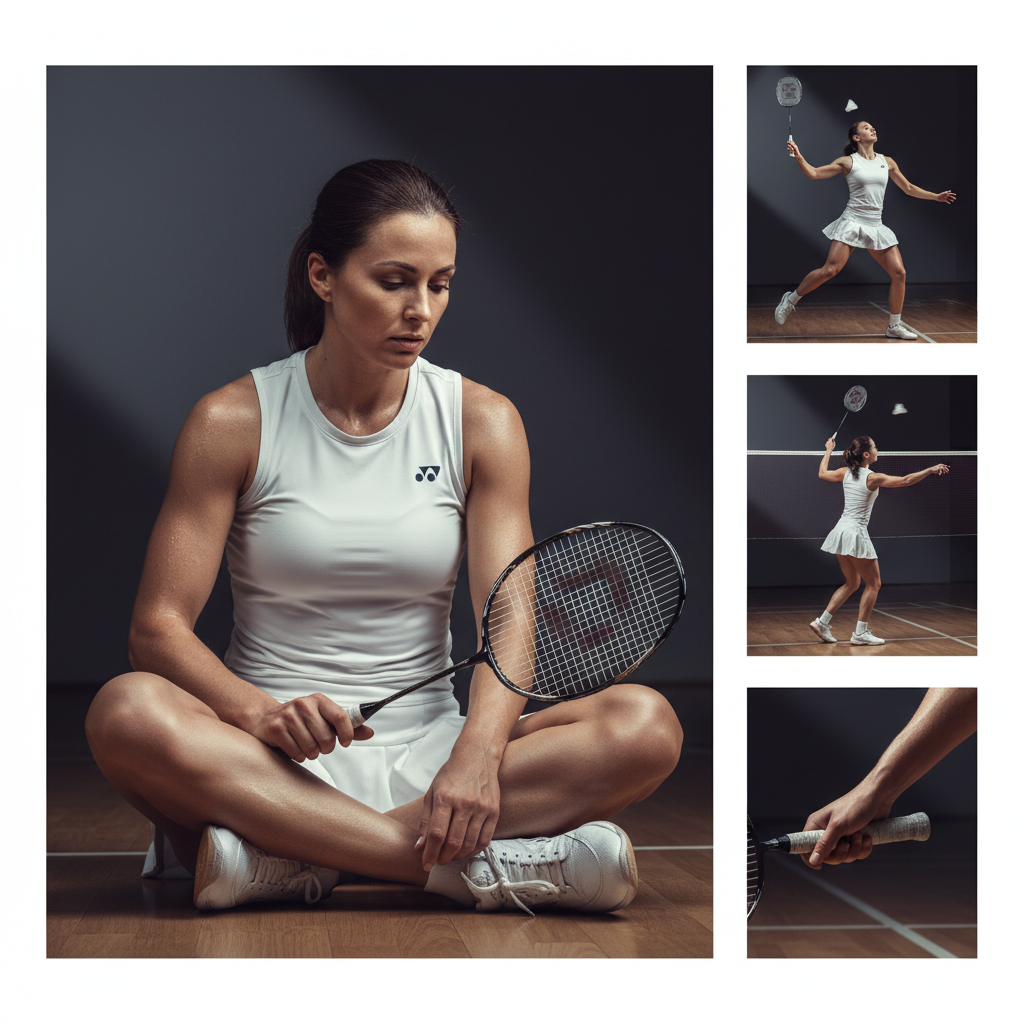 Premium badminton sports fashion poster collage fe...