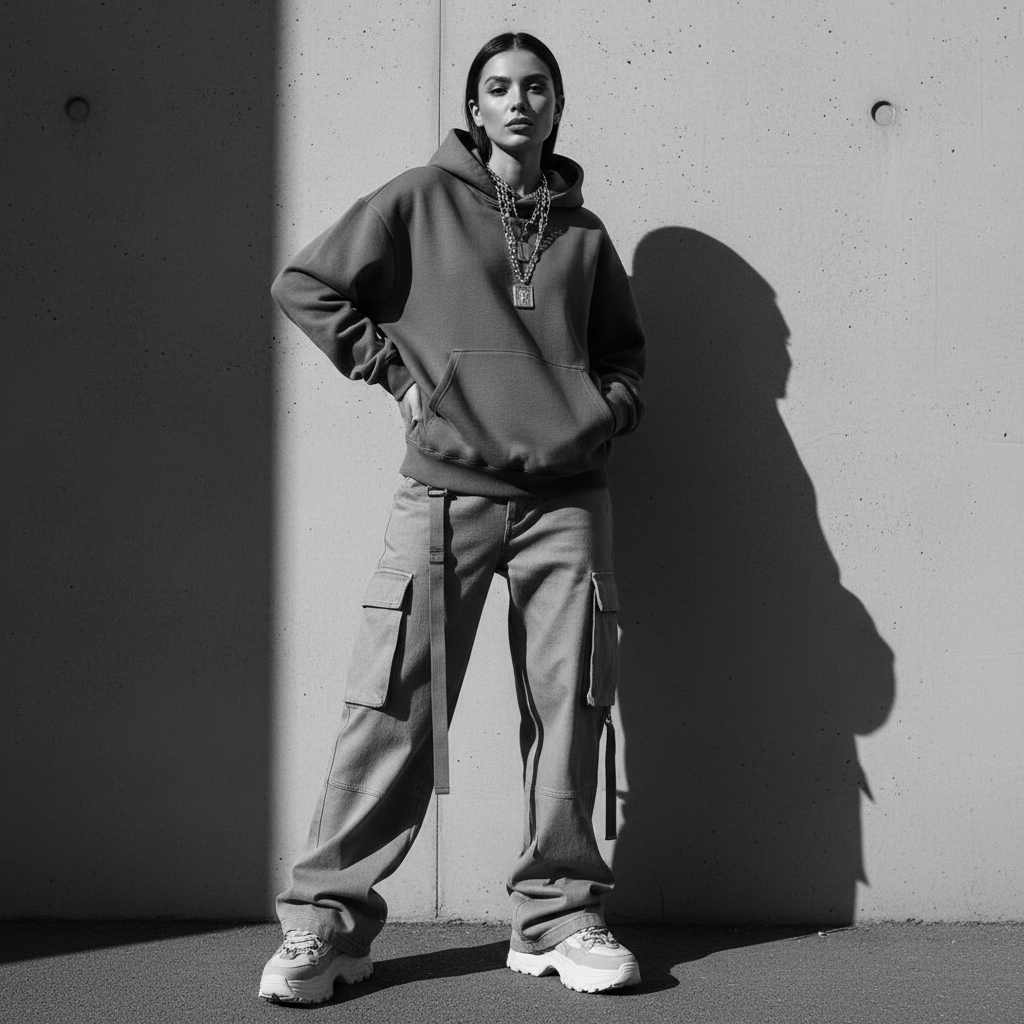 High-end black-and-white street fashion magazine c...