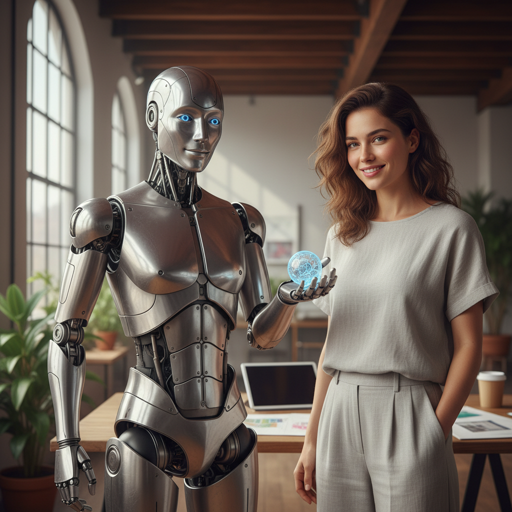 Warm robot companion portrait