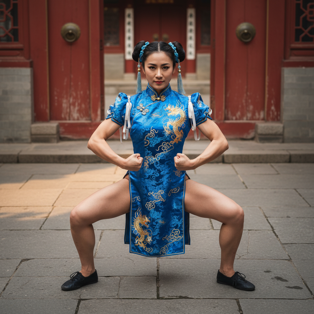 Ultra-realistic martial arts cosplay photograph of...