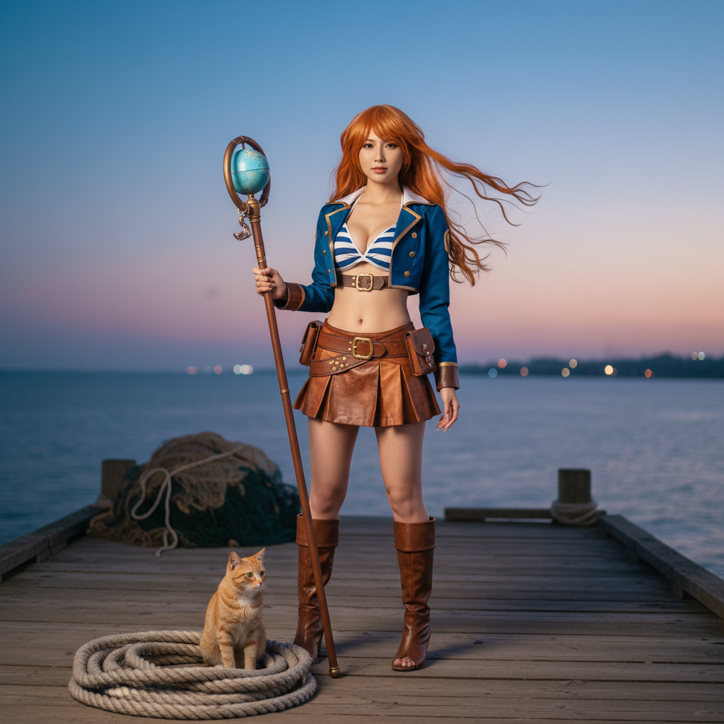 Ultra-realistic full-body cosplay photograph of a ...