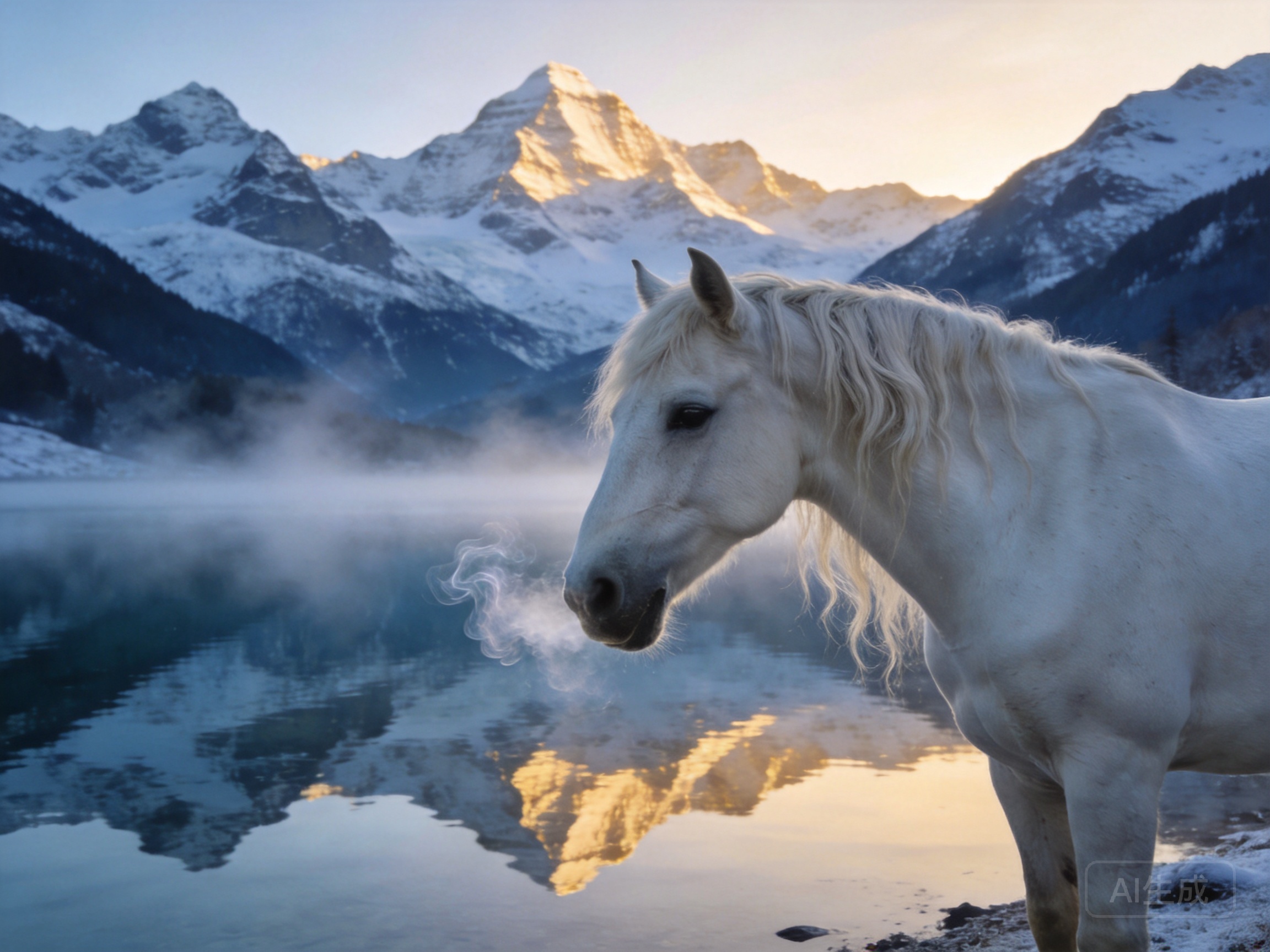 Ultra-realistic premium portrait of a white horse ...