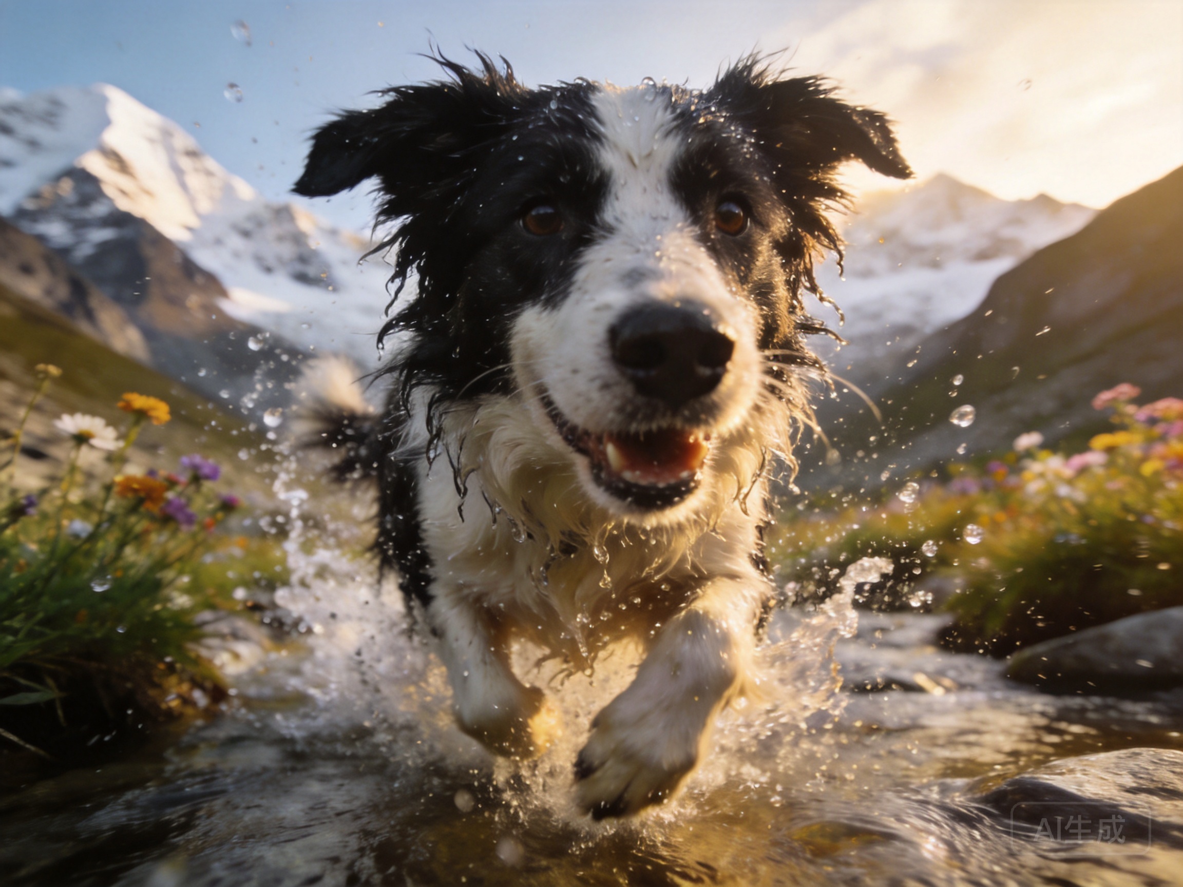 Ultra-realistic action photo of a border collie sp...