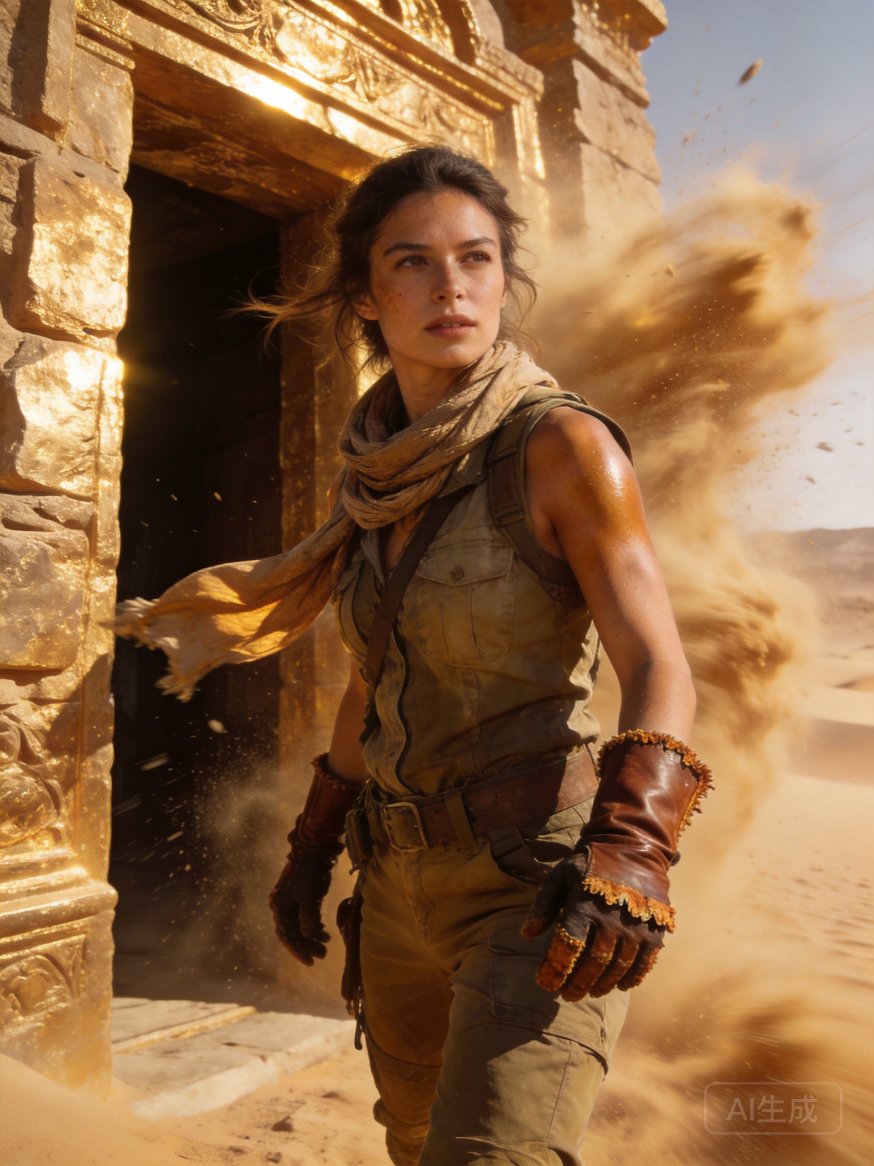 Adult female desert treasure hunter, age 27, sunli...