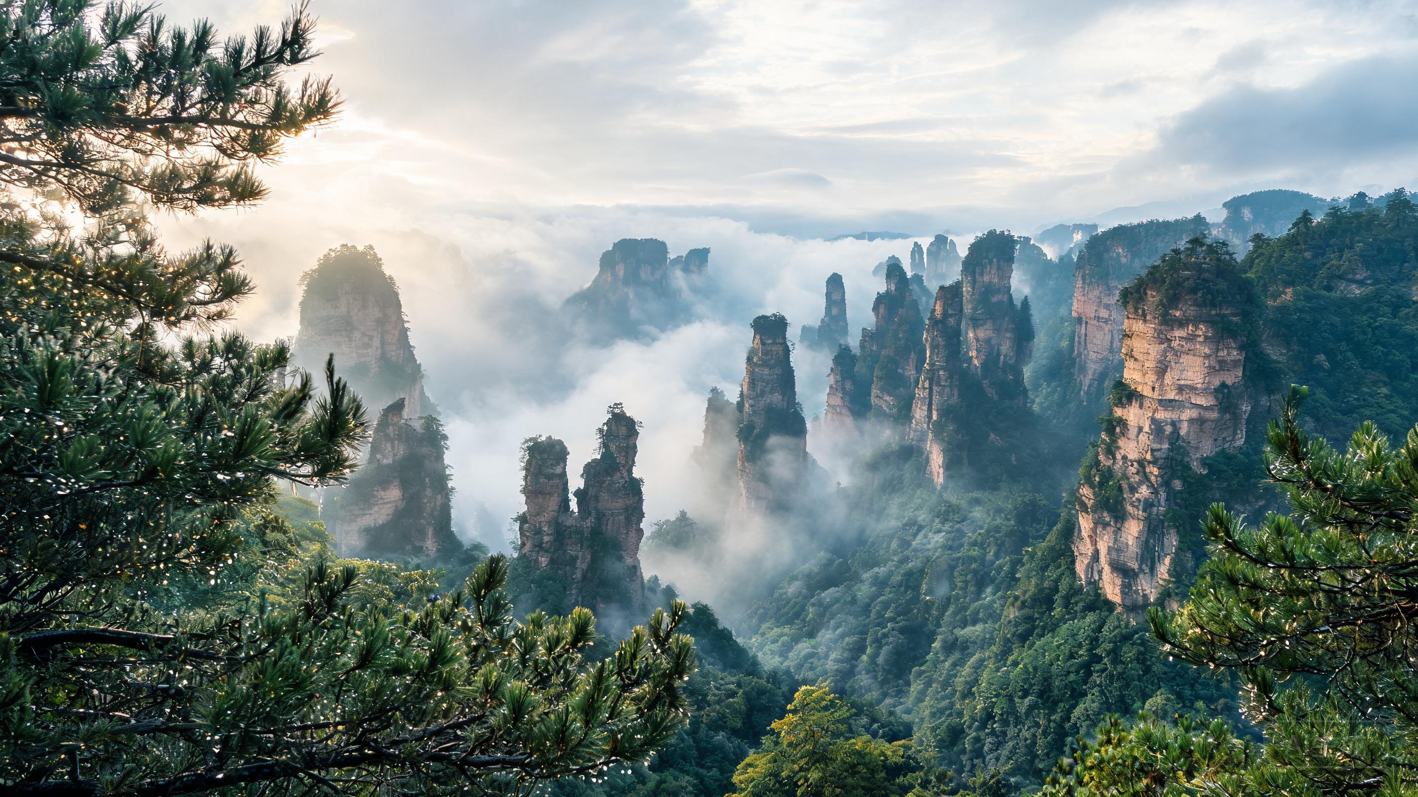 Ultra-realistic landscape photograph of Zhangjiaji...