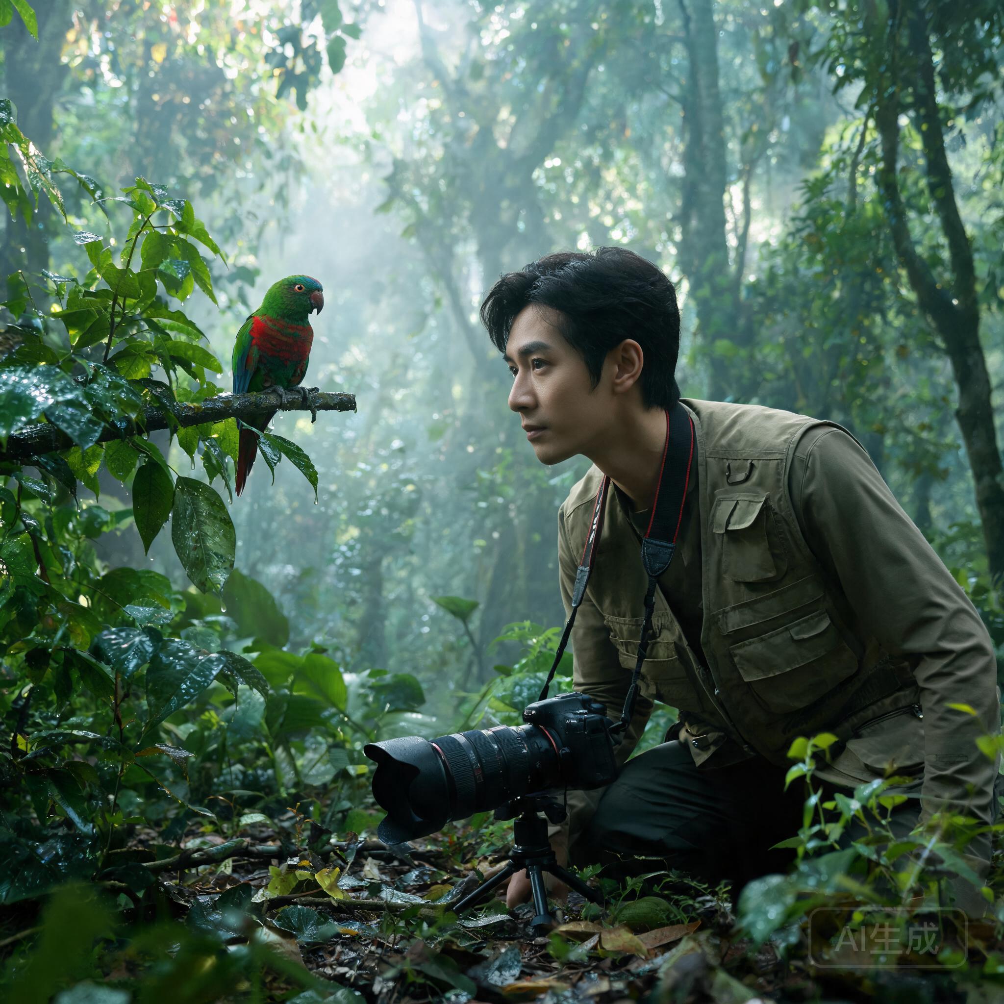 Ultra-realistic documentary portrait of a solo adu...