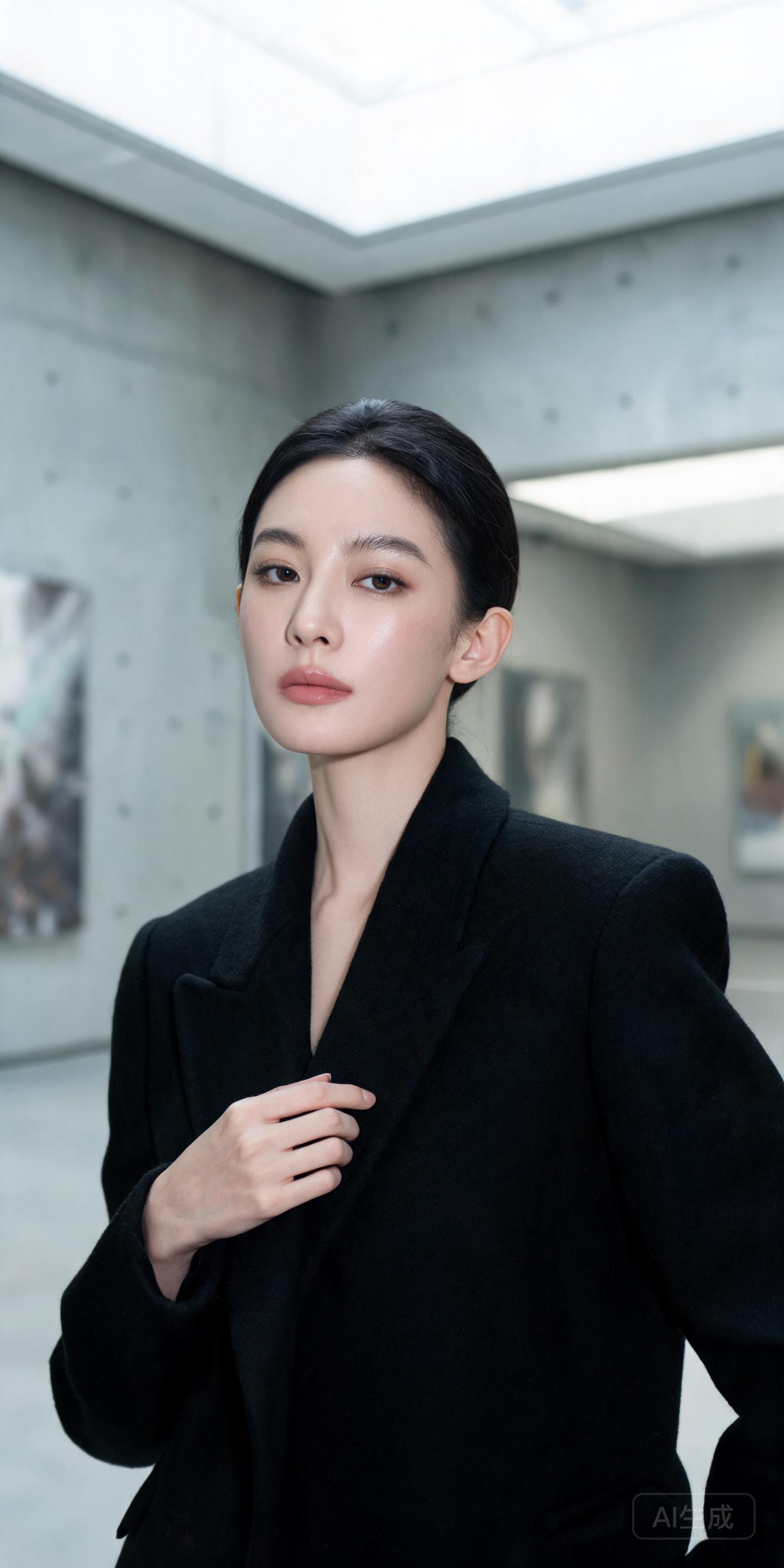 Ultra-realistic fashion editorial portrait of an a...