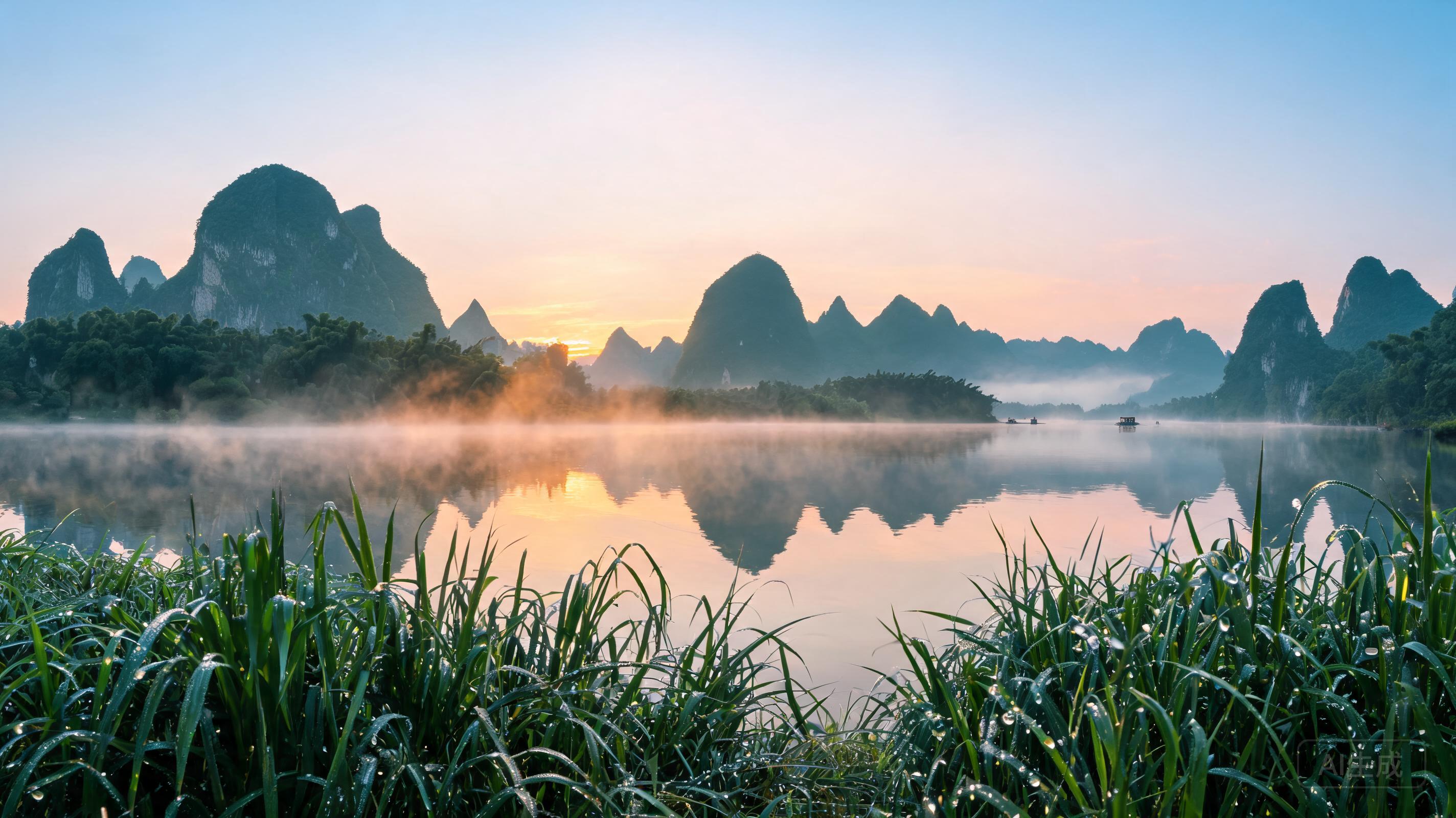 Ultra-realistic sunrise photograph of Guilin Li Ri...