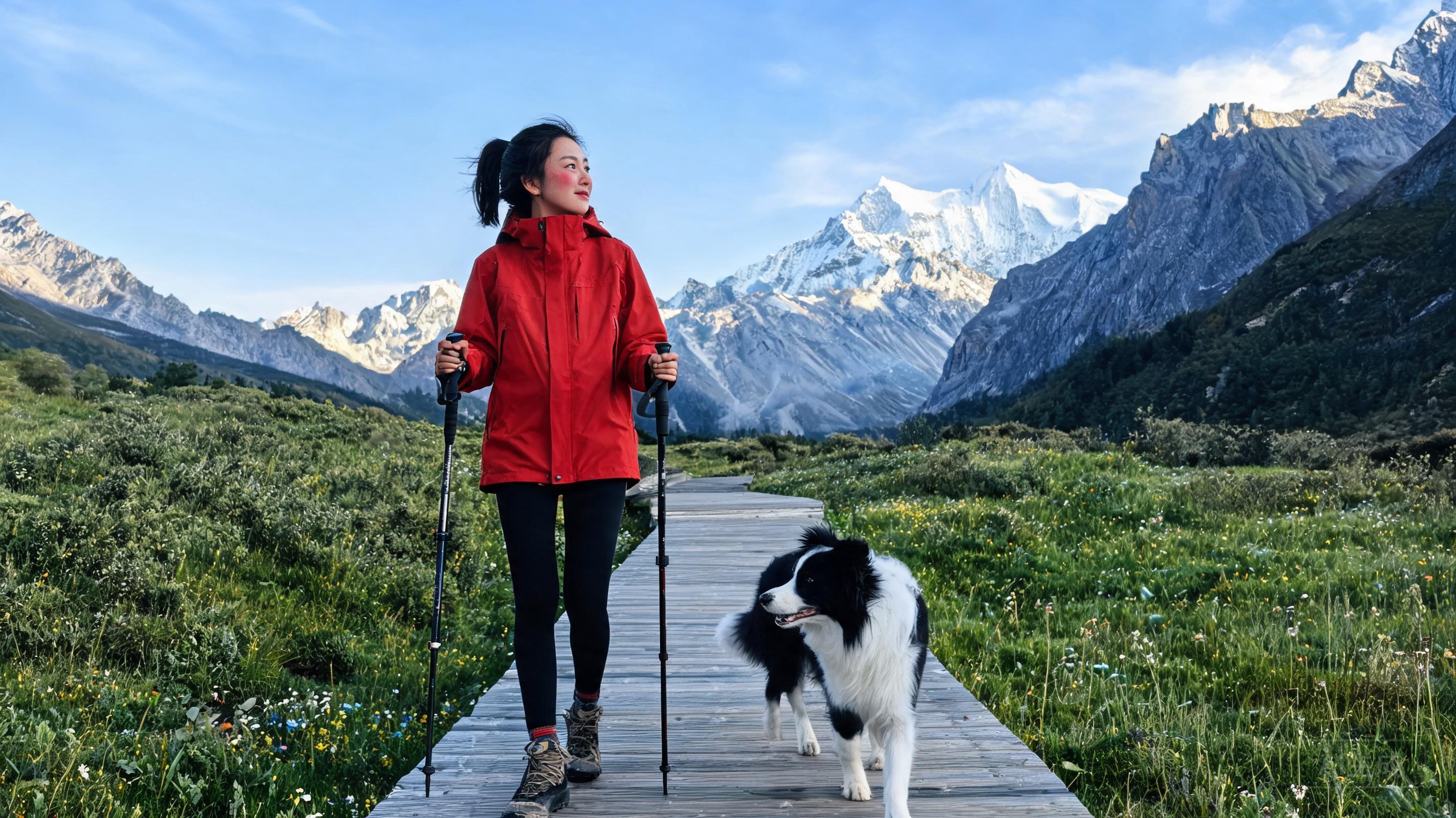 Ultra-realistic mountain travel photograph of a so...