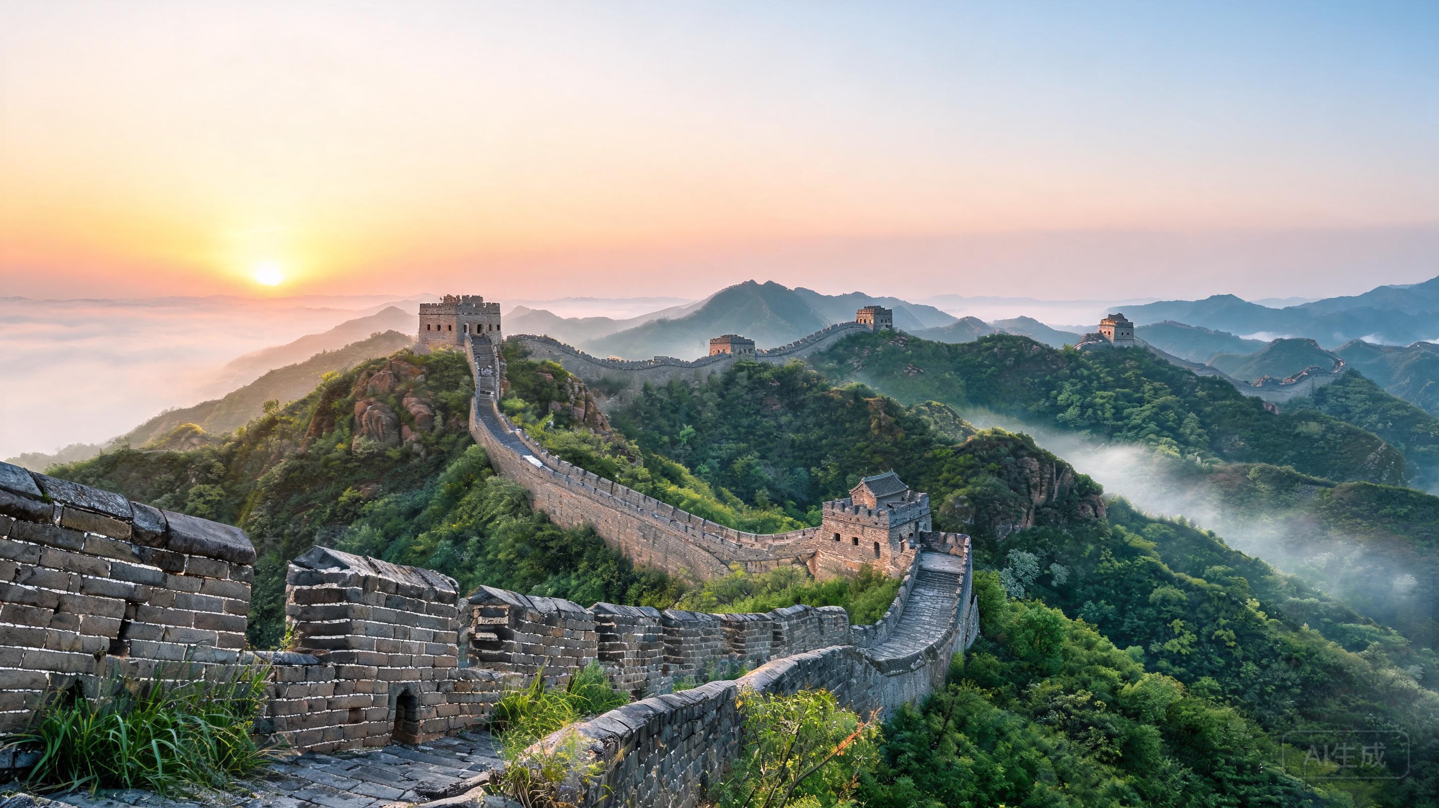 Ultra-realistic travel photograph of the Great Wal...